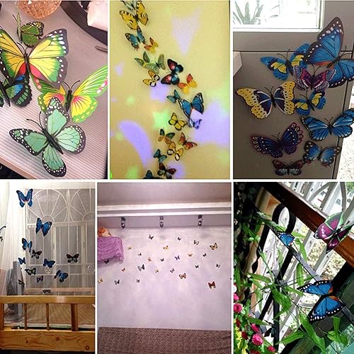 Miniatura 5 de Somotersea 24 calcomanías de pared de mariposa 3D extraíbles para refrigerador, calcomanías decorativas para decoración de habitación de niños,