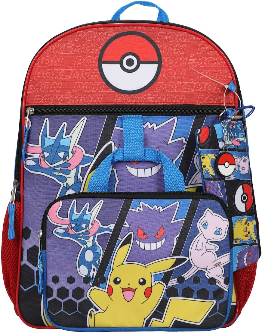 BIOWORLD Mens Pokemon Pokeball 5-Piece Backpack Set (Little Kid/Big Kid), Red, One size - Image 2