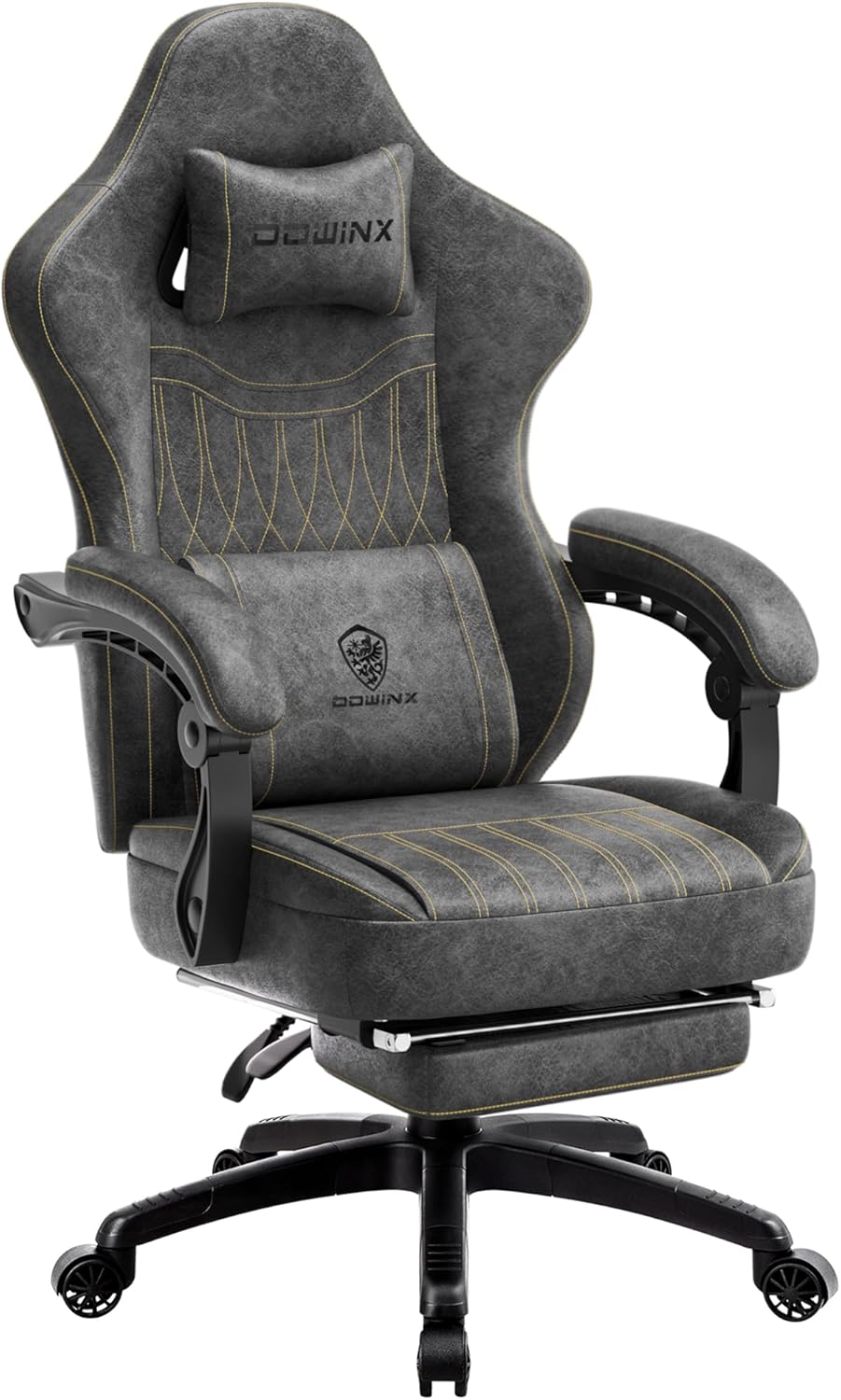 71YIaEAf6VL._AC_SL1500_ Dowinx Gaming Chair Breathable PU Leather Gamer Chair with Pocket Spring Cushion, Ergonomic Computer Chair with Massage Lumbar Support,Adjustable Swivel Task Chair with Footrest(Gray)