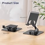Ceecysaa 360 Support de téléphone cellulaire rotatif, support de téléphone portable réglable pour bureau, noir