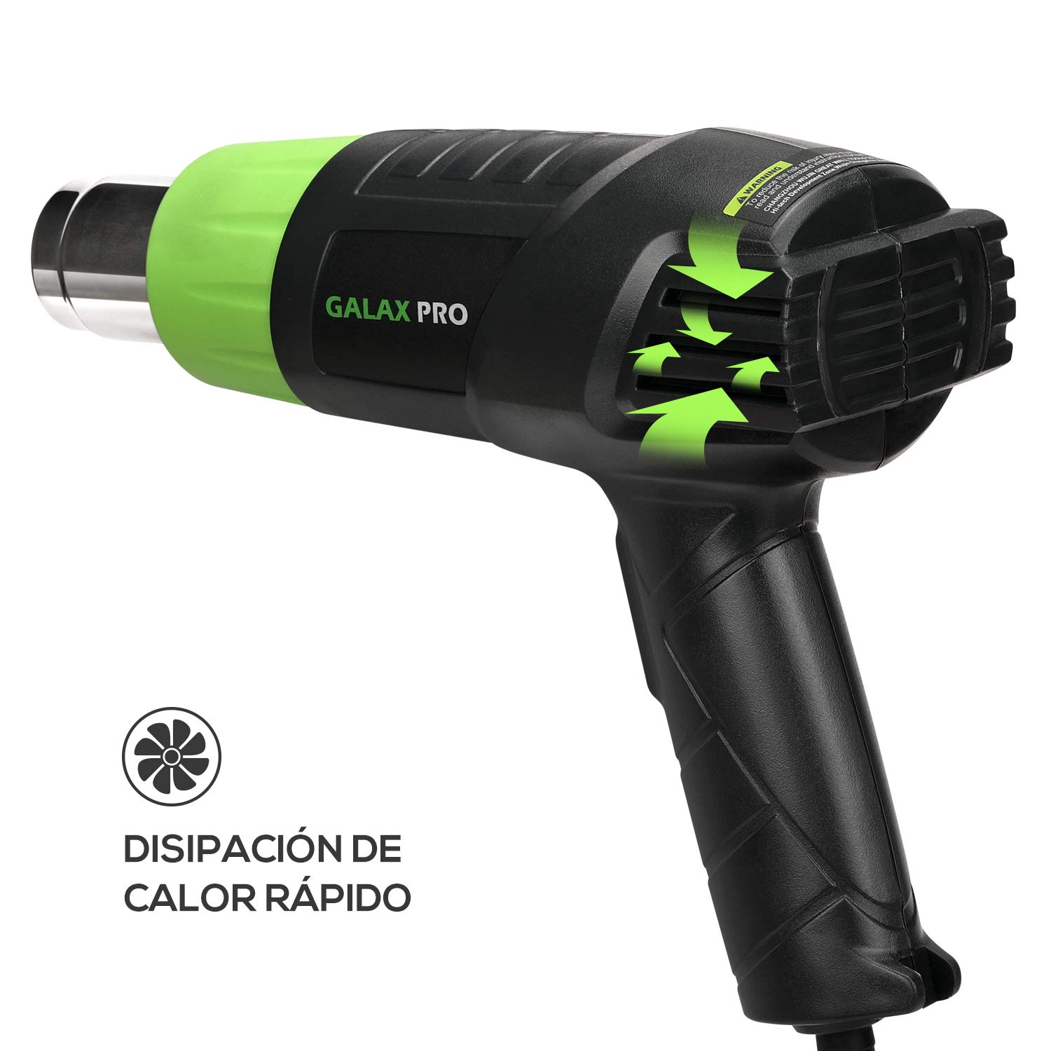 GALAX PRO Pistola de Aire Caliente, 2000W Dos Niveles de Temperaturay Tlujo de Aire Ajustables (Ⅰ: 350 ℃ 250L / min, Ⅱ: 550 ℃ 500L / min) con 4 Boquillas, Doble Protección