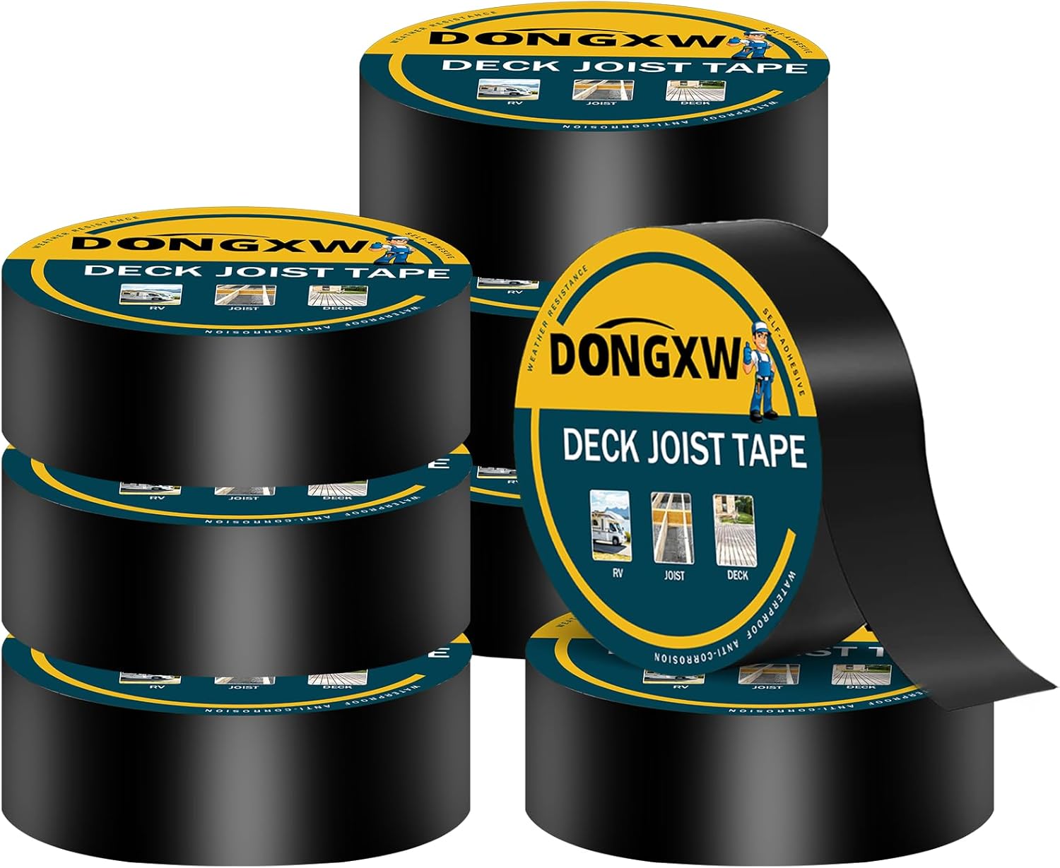 Joist Tape for Decking 2" x 50', 8 Rolls Butyl Deck Flashing Tape, Weather-Resistant and Waterproof, Self-Adhesive for Wood Joists, Decks, Beams, Roofs, RV Repairs