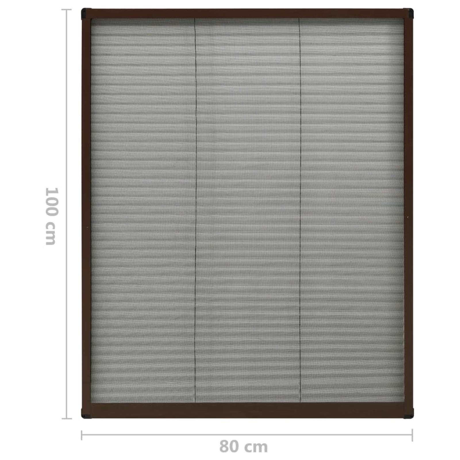 ZEYUAN Insektenschutz-Plissee für Fenster, Fliegengitter Fenster, Fliegenschutz Fenster, Pollenschutzgitter Fenster, Insektengitter Fenster, Insektennetz, Fensternetz, Aluminium Braun 80x100 cm
