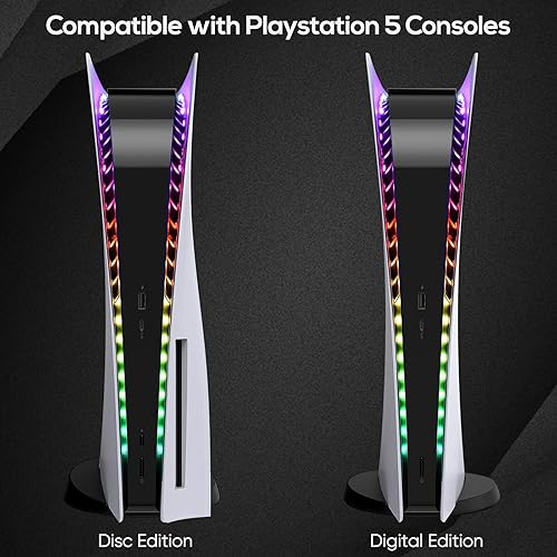 Miniatura 2 de Auarte Tira de luz LED RGB para disco PS5 y edición digital, tira LED flexible 5050 RGB con 7 colores 358 efectos, tira de luz LED, accesorios
