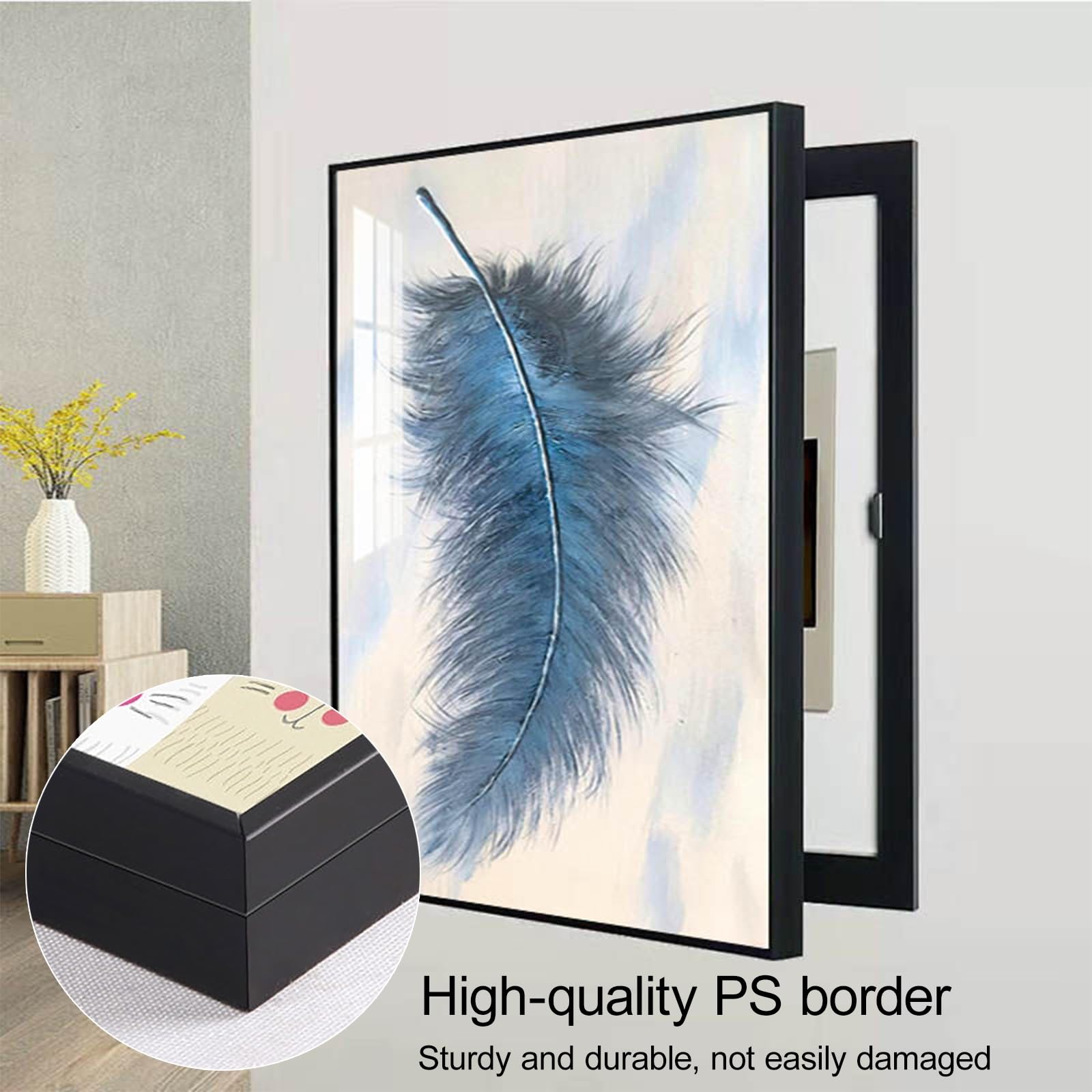 Genérico Cubierta Decorativa para Panel eléctrico, Elegante Caja de fusibles empotrada en la Pared para Sala de Estar, Dormitorio, Oficina, cafetería - Negro (15,7 x 19,7 Pulgadas)
