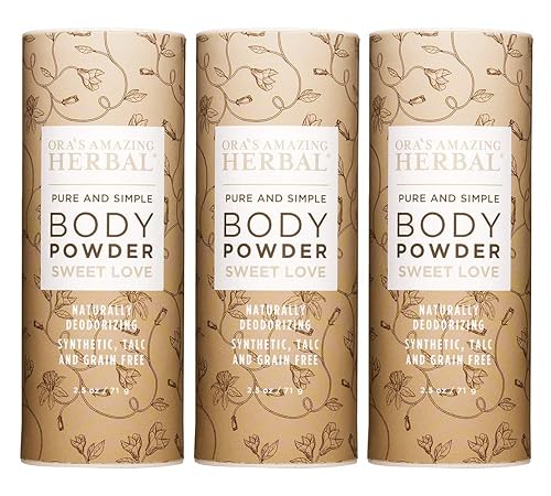 Polvo corporal natural de Ora's Amazing Herbal, polvo de limpieza, sin talco, maíz, cereales ni gluten, esencia Sweet Love (aceites esenciales de