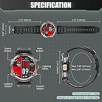 Vista 8 de Reloj inteligente militar para hombre con llamada/linterna LED, 3ATM, resistente al agua, 1.45 pulgadas, HD, resistente, táctico, con brújula