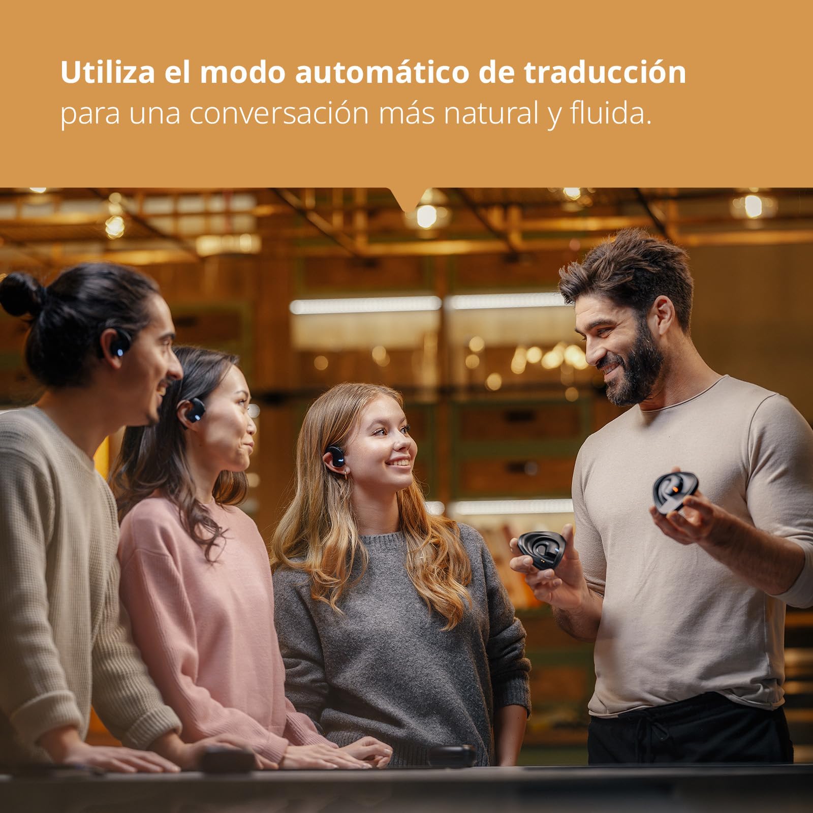 Vasco E1 Traductor/Auriculares Traductores con Más De 50 Idiomas | Traducción manos libres | Diseño higiénico supraaural | Ideal para reuniones y viajes | Funciona con una aplicación gratuita