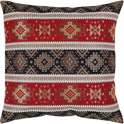 pillowerus Tapestry Gobelin - Funda de almohada de 18 x 18 pulgadas, diseño geométrico del suroeste, diseño étnico Kilim geométrico para decoración