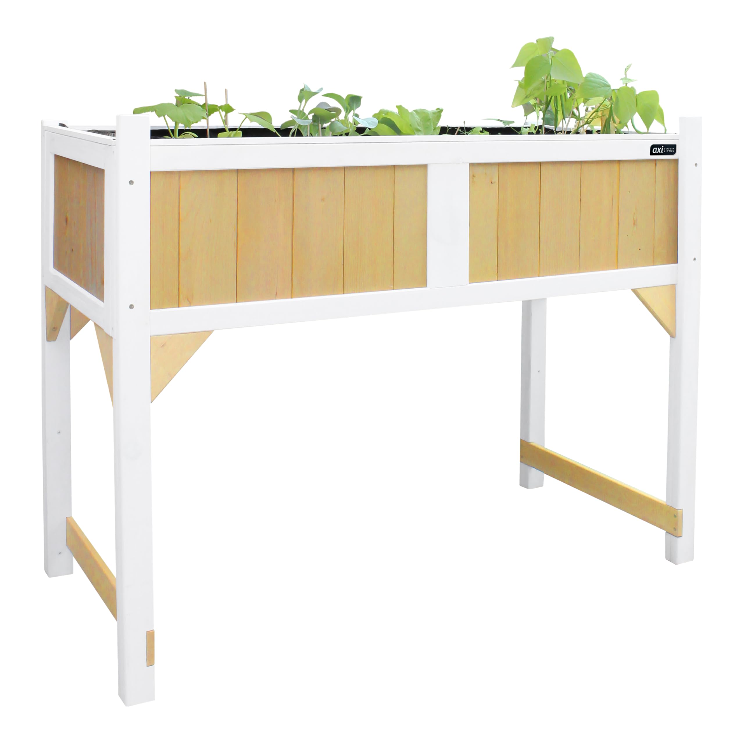 AXI Table De Culture en Bois avec Bac & Voile De Jardin | Potager sur Pied/Jardinière en Marron & Blanc