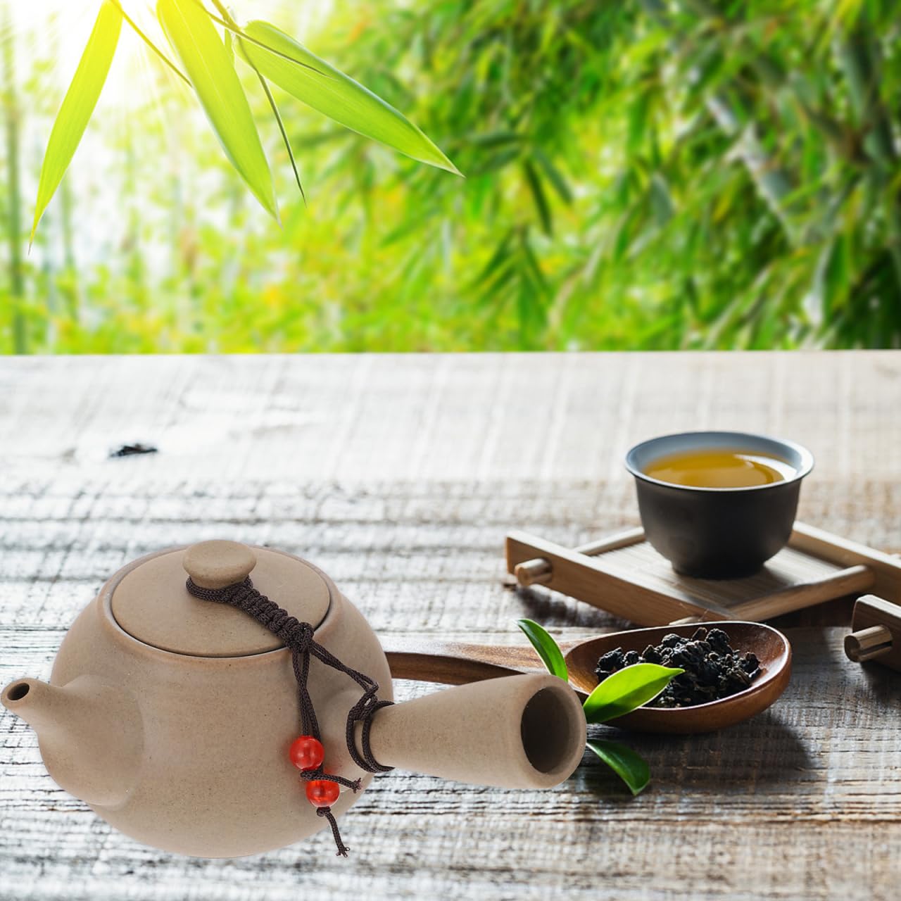 YARNOW Kyusu Teebereiter Chinesische japanische Teekanne mit Seitengriff Keramik Teekanne Porzellan Wasserkocher für losen Tee Büro Zuhause Restaurant Teetrinker