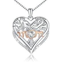 Tree of Life Mother Daughter Necklace S925 Sterling Silver I Love You Forever Love Heart Pendant Necklaces Birthday Christmas Jewelry for Mom Daughter