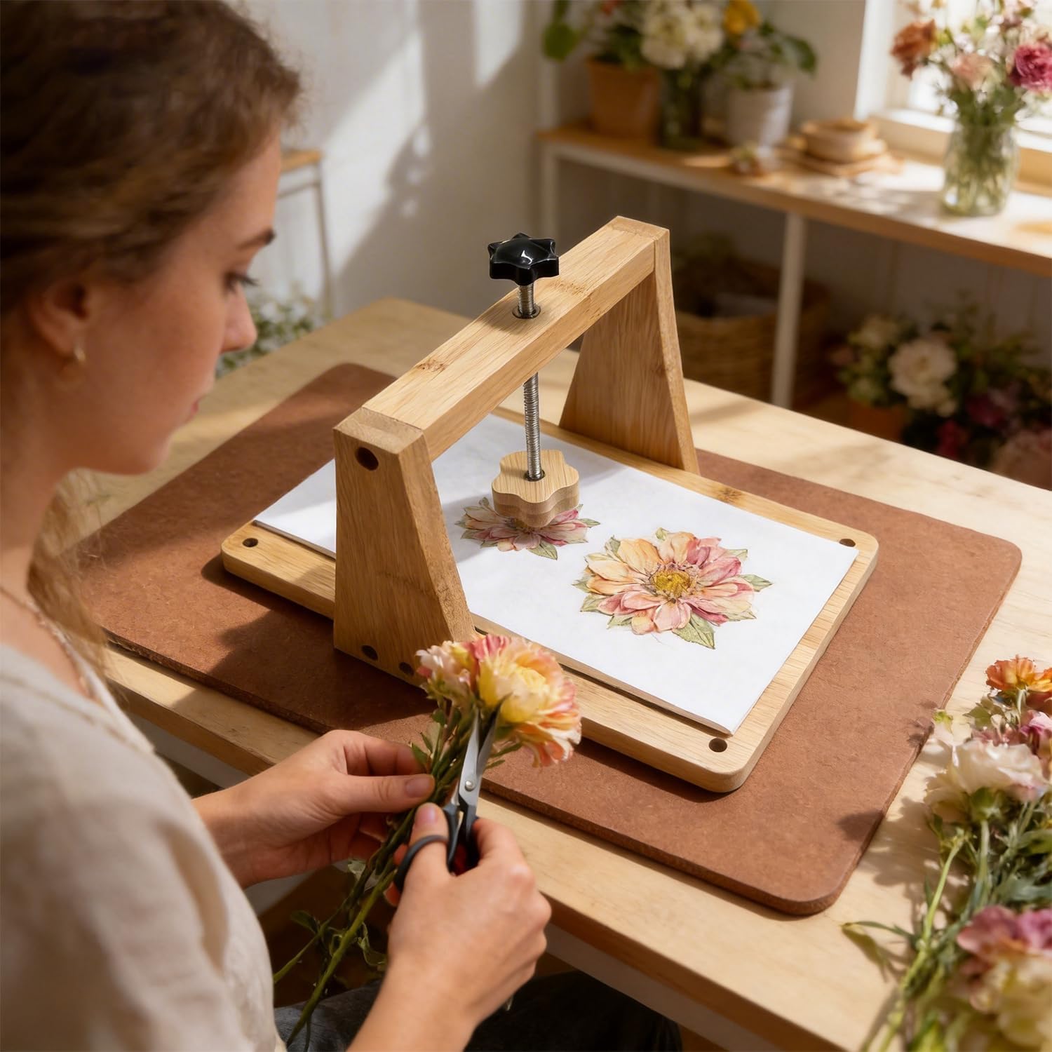DecorYc Large Floral Press-10.8”x6.9” Wooden Dried Flower Making Kit-Pressure Flowers Pressed DIY Art Gift for Adult Craft Lovers