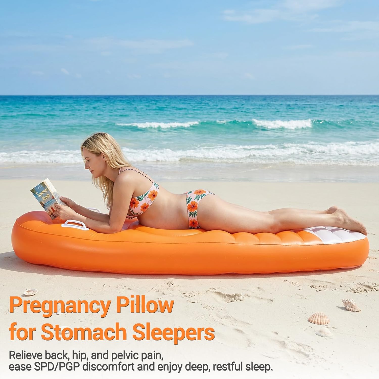 Inflatable Pregnancy Mattress with Belly & Head Hole, Pregnancy Pool Float for Pregnant Women, Pregnancy Pillow for Stomach Sleepers, Belly Pillow Maternity Bed for Tummy Massage
