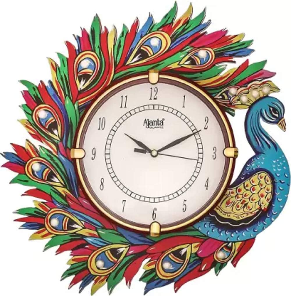 METREY 33 cm X 33 cm Wall Clock (Multicolor, with Glass)