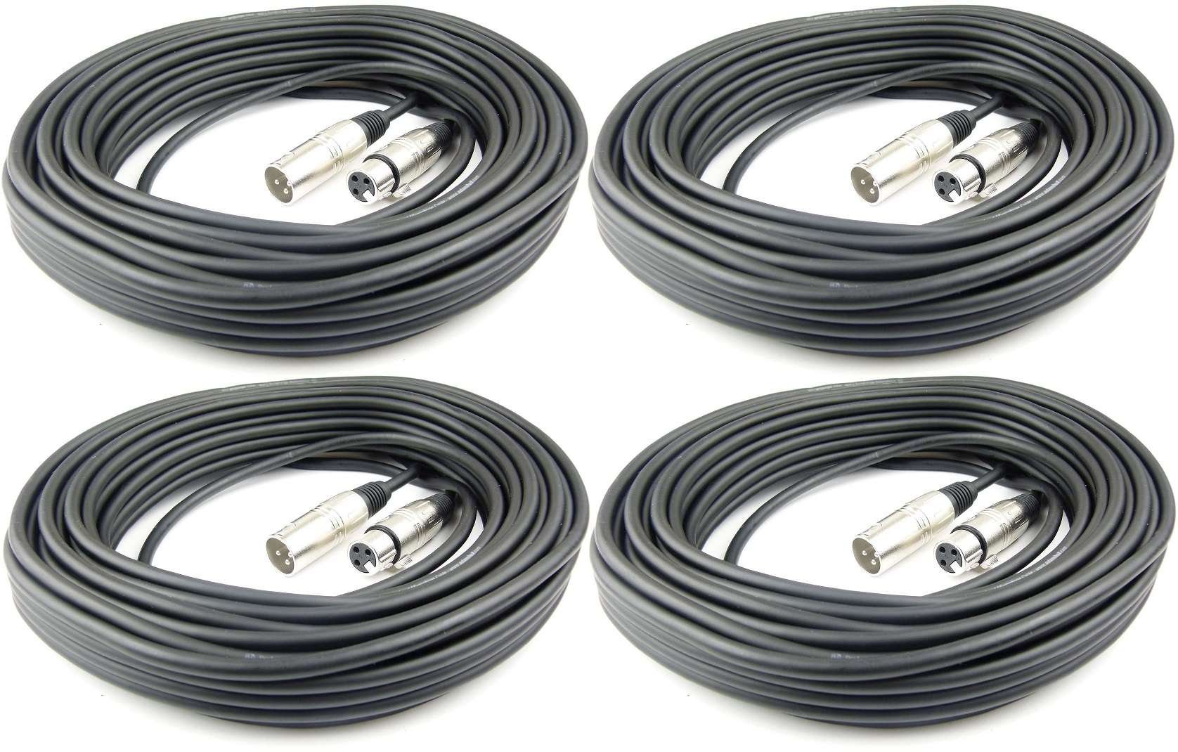 Adam Hall Cables 4 Stück K3MMF2000 Mikrofonkabel XLR female auf XLR male DMX Audio Kabel 3 pol polig (20 m, Schwarz, 4)