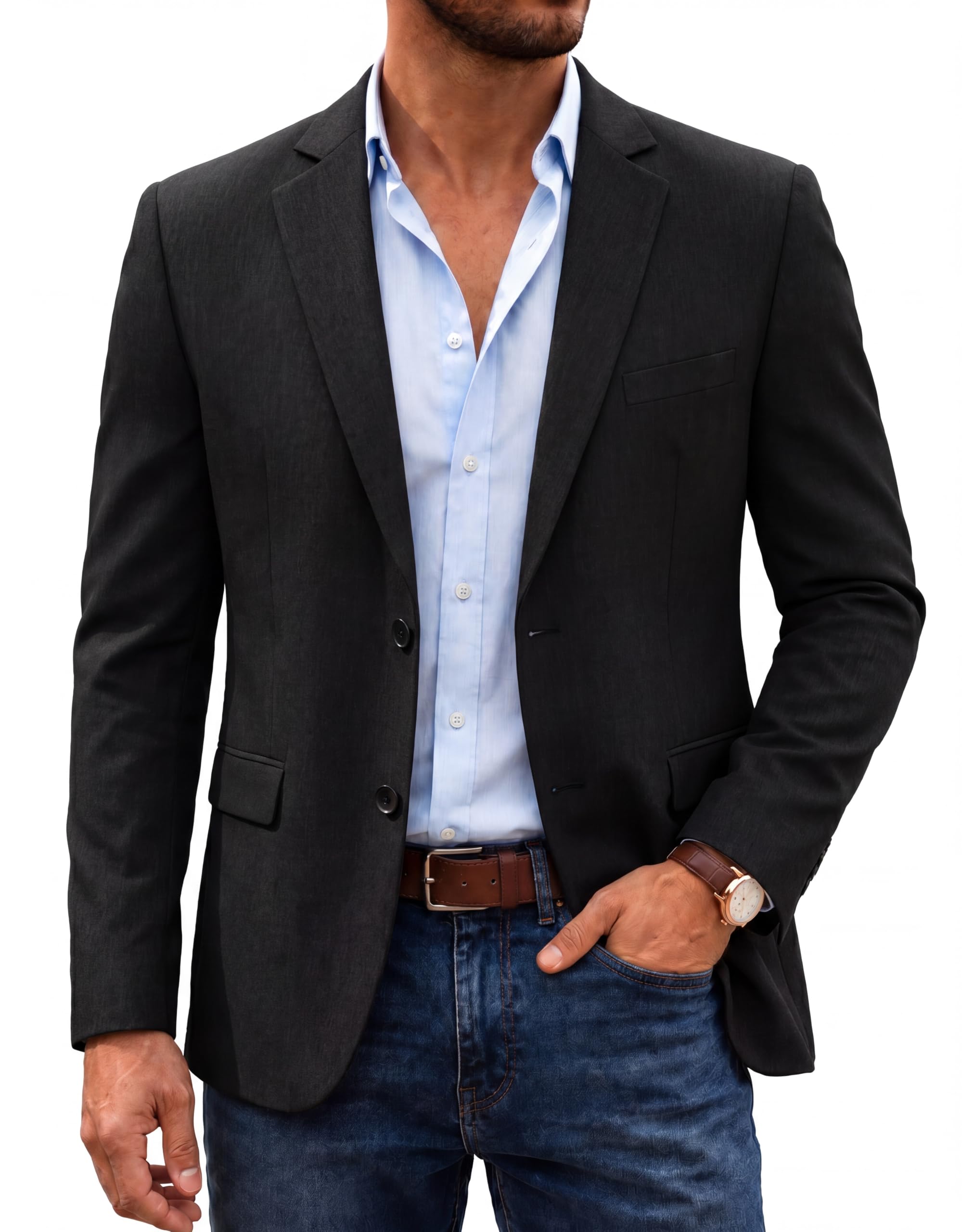 COOFANDY Giacca sportiva da uomo, casual, leggera, sfoderata, vestibilità regolare, con due bottoni