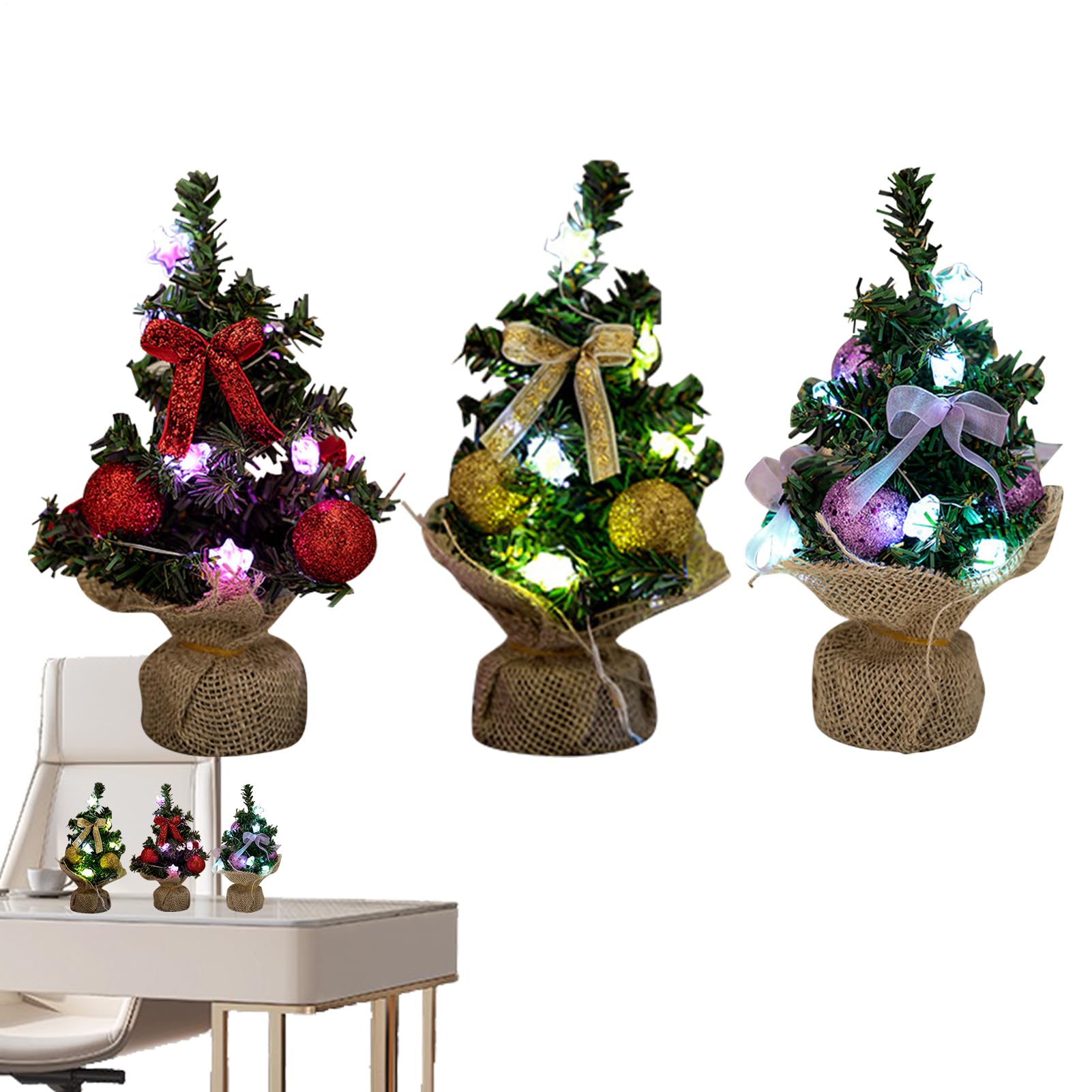 Árbol de Navidad pequeño luminoso ideal para decorar tu mesita de noche en estas fiestas