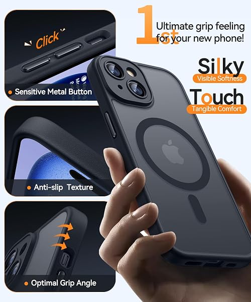 CANSHN 2024 Neu für iPhone 15 Hülle mit Kameraschutz für Magsafe (TOP Militärschutz & Magnetkraft) Extrem Haltbarkeit Hülle iPhone 15 Case Stoßfest, Schwarz iPhone 15 Schwarz - 4