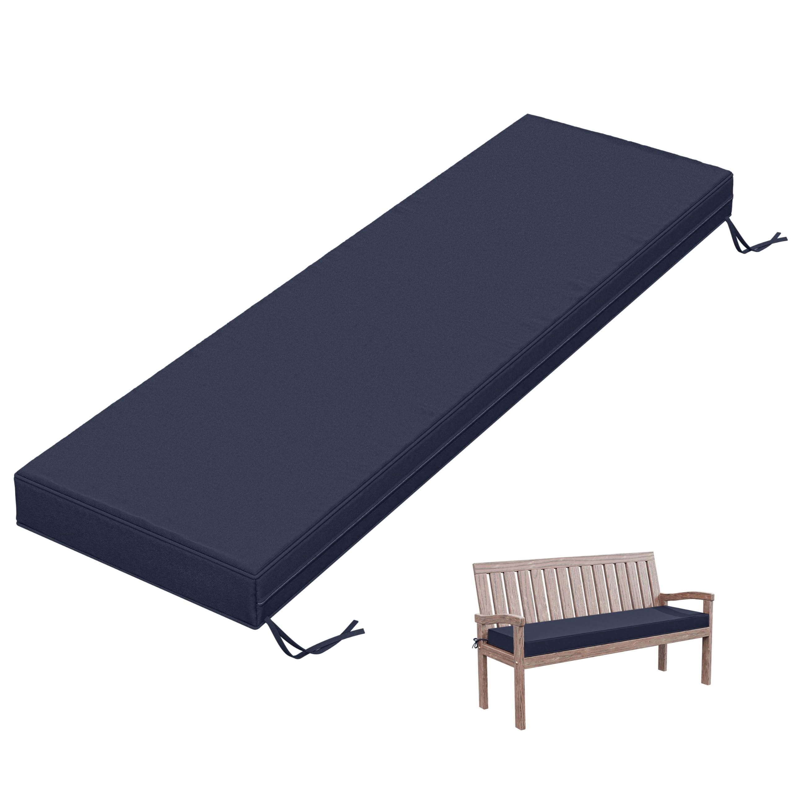 Tounosnt Outdoor Bench Cushion 60 X 18 X 3.5 Inch Thick Waterproof Patio Furniture Cushions, Patio Porch Swing Replacement Seat Pad with Tie Straps
