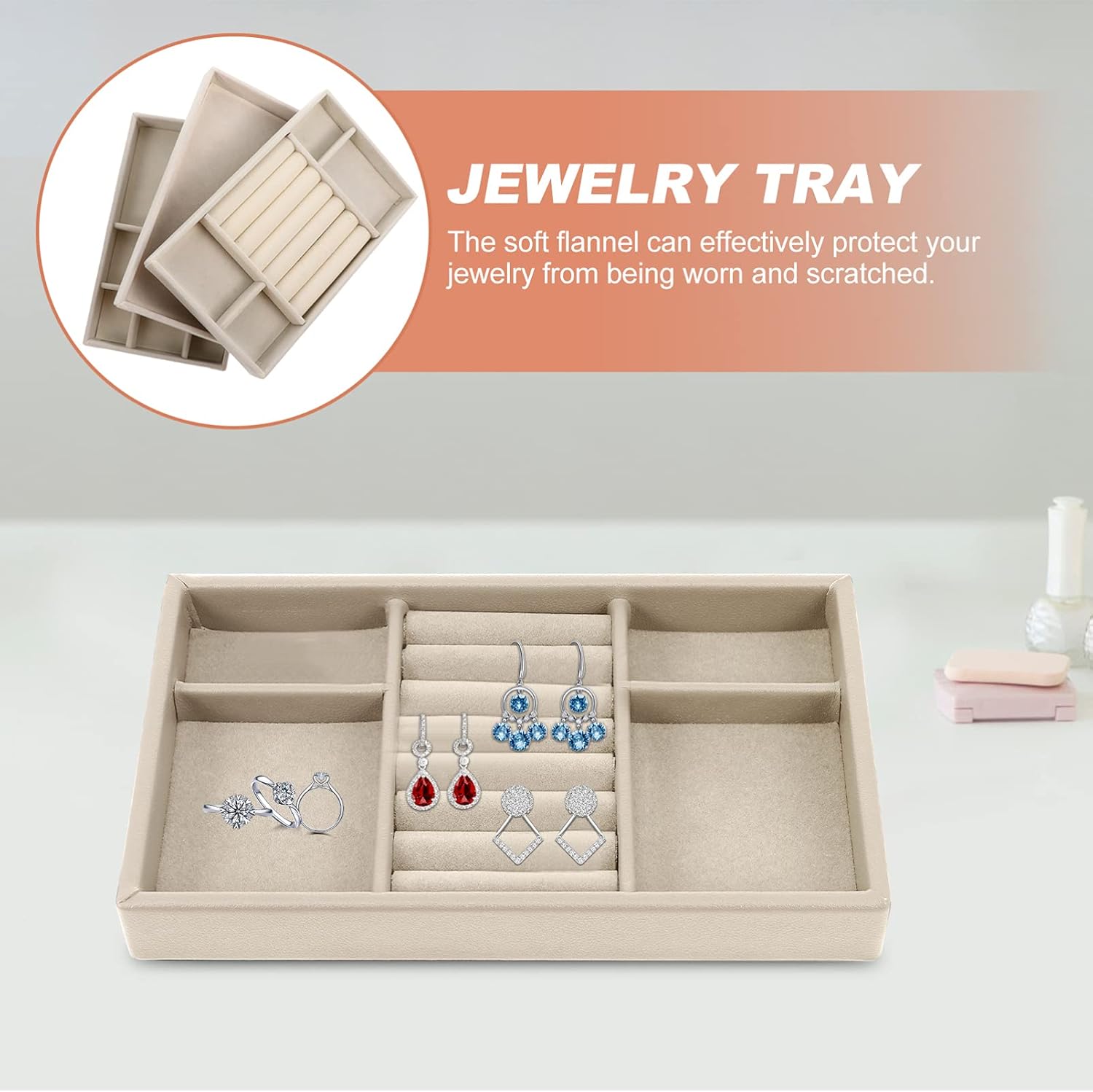 Cabilock 3pcs Jewelry Storage Tray Decorative Plates for Home Store Display Random Style Holders for Earrings Necklaces and Bracelets