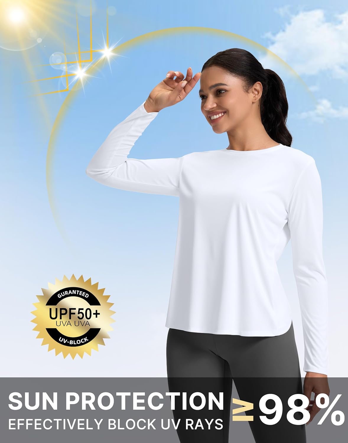 SANTINY Women's Lightweight Long Sleeve Workout Tops Split Back Gym Running Hiking Athletic Shirt Quick Dry UPF 50+ Sun Shirt - Image 6