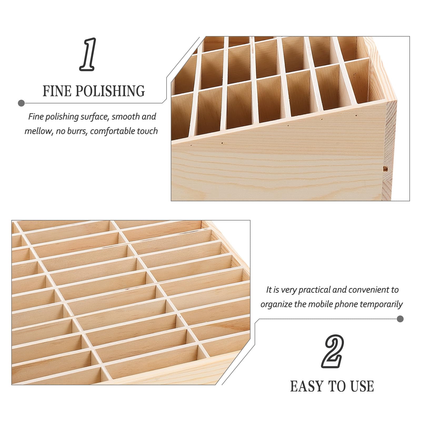 Scatola Portaoggetti Organizer da Scrivania per Cellulare Multi-griglia in Legno Semplice ed Elegante senza Sbavature, per Aula e Laboratorio
