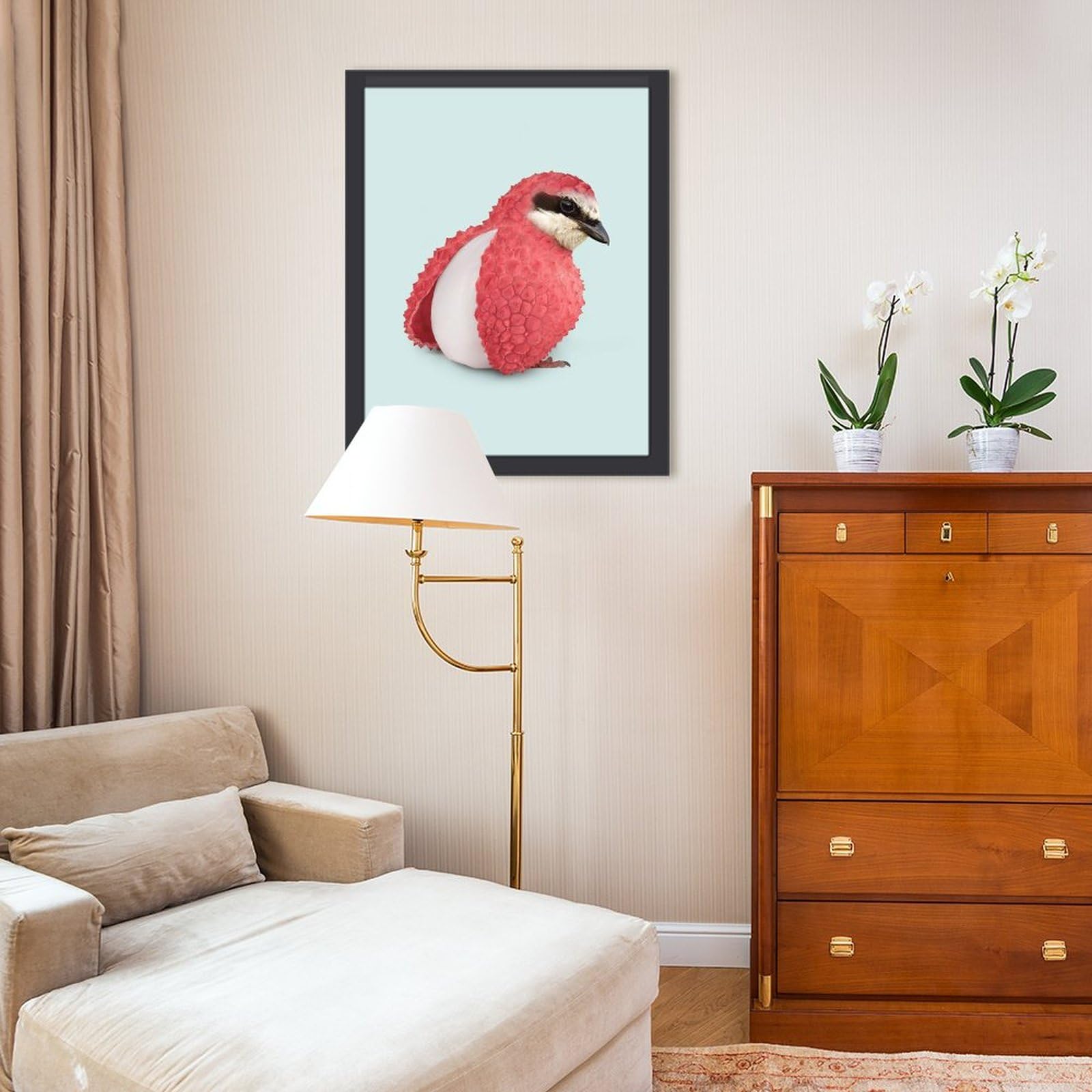 Amazon.co.jp: かわいいライチ鳥 絵画 絵 シュールな動物イラスト