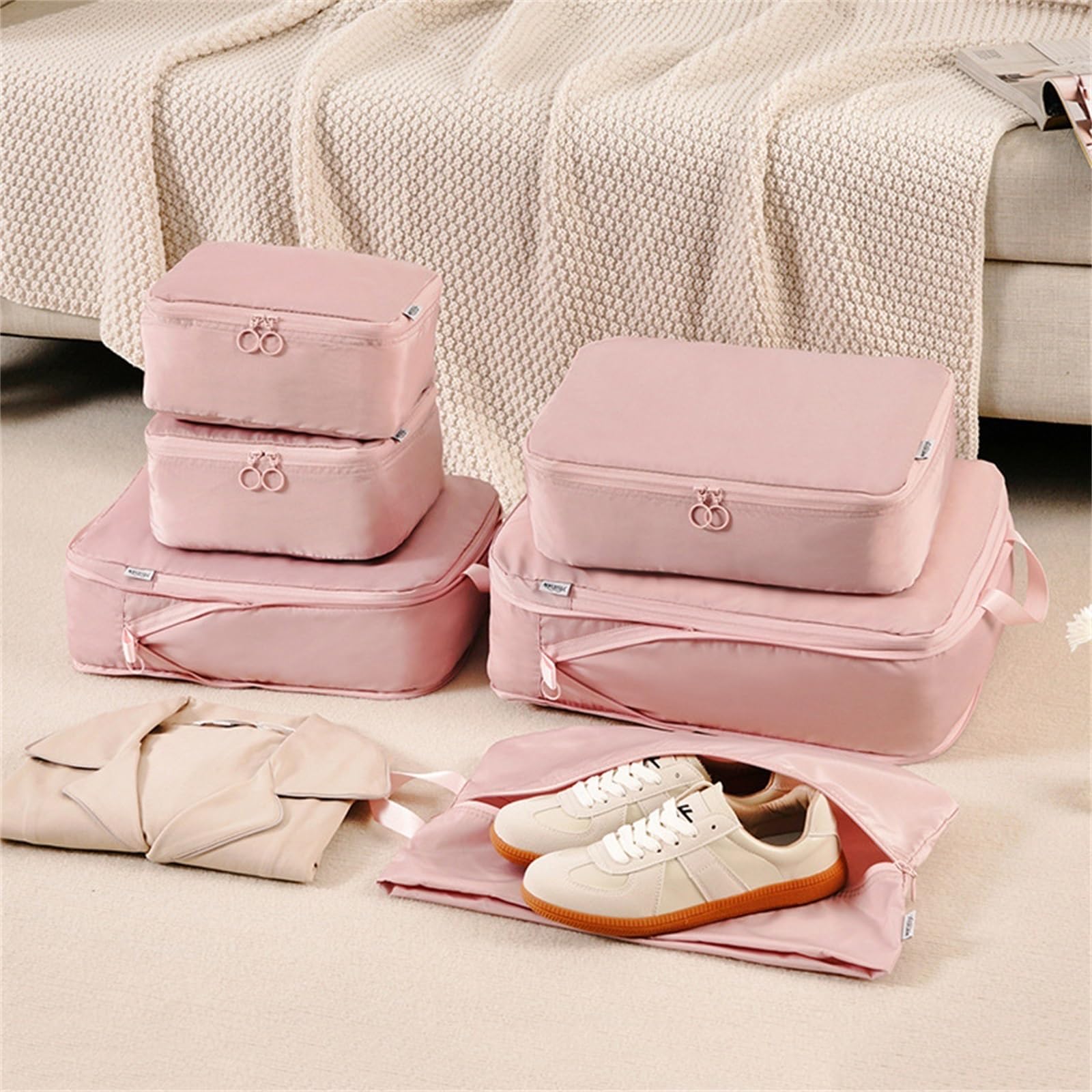 Cubos de Embalaje de Compresión para Maletas 6 PCS Cubos de embalaje de compresión Cubos de embalaje ultraligeros extensibles for maletas Juego de bolsas organizadoras de maletas for bolsas de almacen
