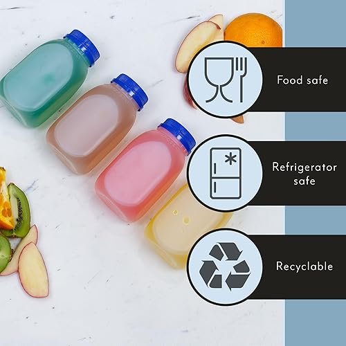 Miniatura 7 de Cornucopia Brands Paquete de 12 botellas de leche de plástico de 8 onzas, sin BPA, aptas para lavavajillas, multiuso para leche, jugo, batidos,