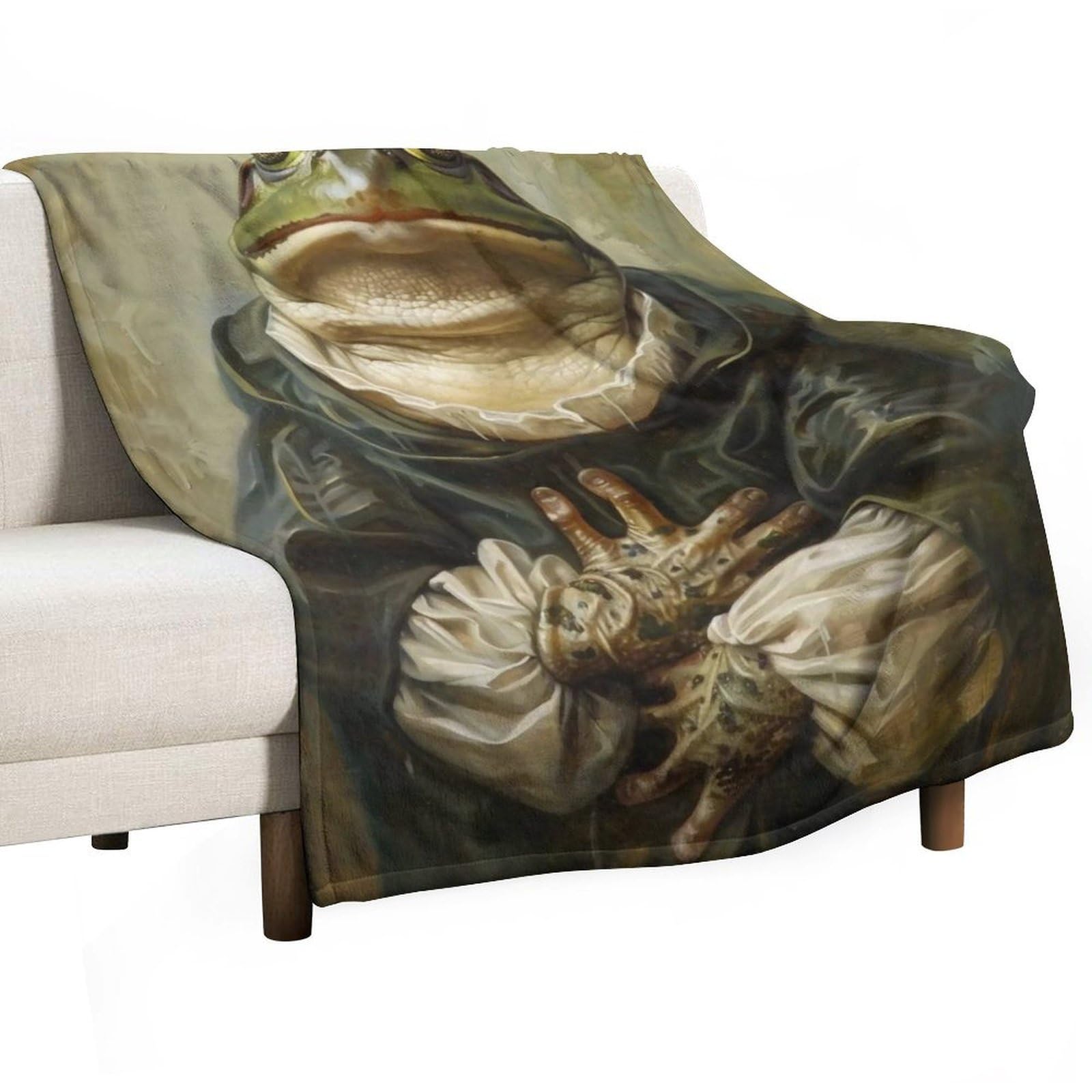 YHGSREUOH Frog Mona Lisa 02 Flannel Blankets Fleece Soft Throw Lightweight Plush Gifts for Couch, Bed, Cozy Sofa Plush, Chair, Lovers 80x100cm(30x40in)