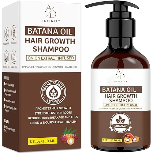 Batana Oil - Champú para el crecimiento del cabello, extracto de cebolla infundido, fórmula natural orgánica con aceite de romero y argán, reduce la