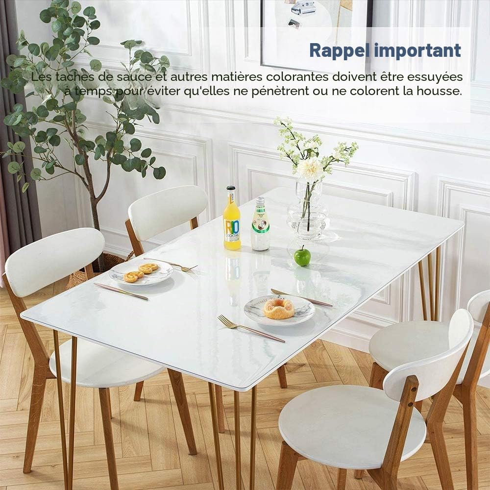 Nappe Transparente Épaisse Transparent 1,5 mm, 90 x 160 cm, avec Bords Biseautés, Protection de Table en PVC, Antidérapante, Résistante aux Rayures, Facile d'entretien