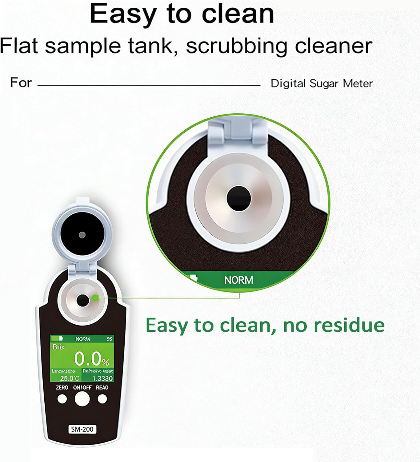 LCD Digital Brix Refractometer Detector, Fruit Sugar Concentration Meter Tester, Range 0-35%/0-55%/0-95%, ATC 10-40℃, Precision ±0.2%, for Fruits/Drinks/Candy