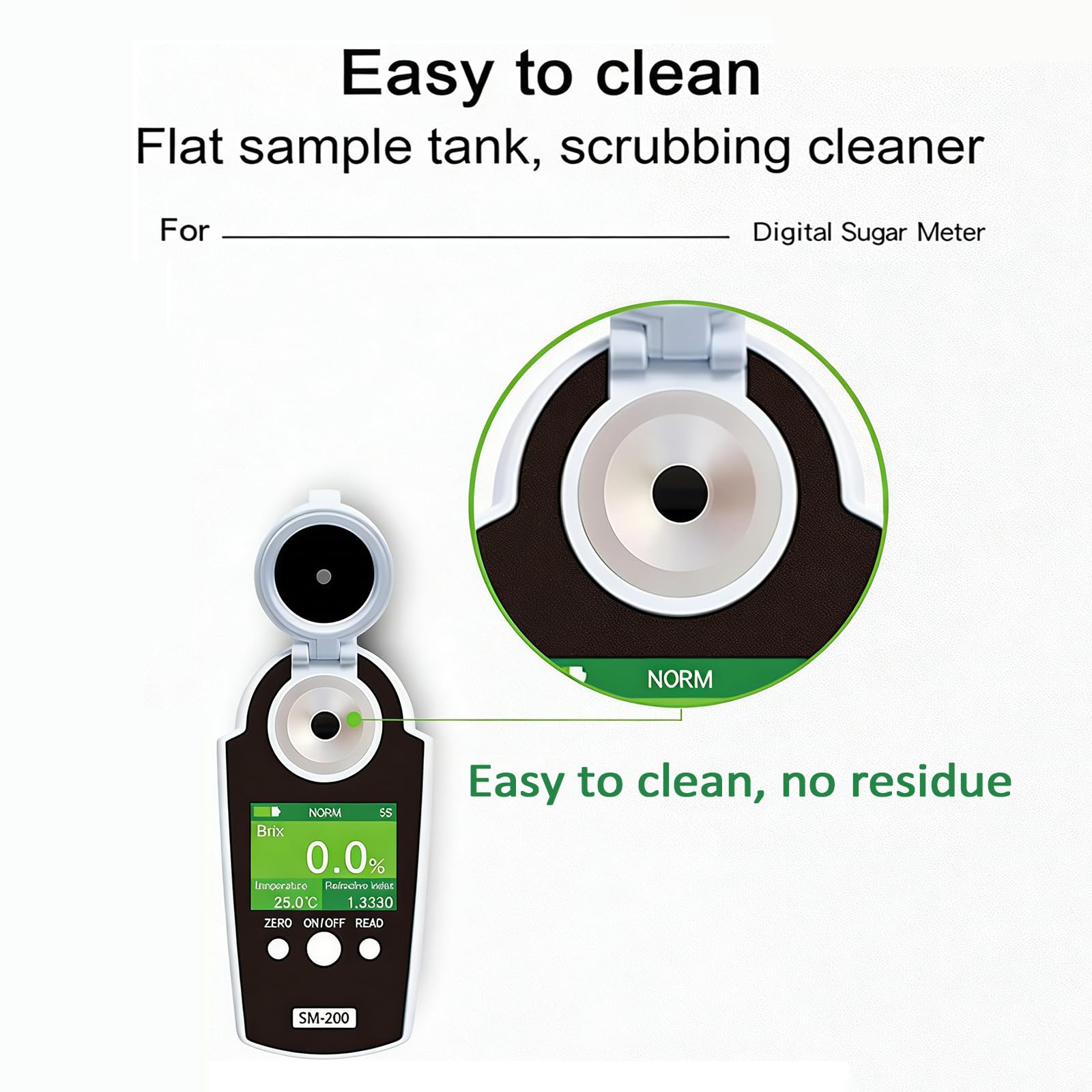 Refractómetro digital Brix para medir la concentración de azúcar de frutas, rango 0-95%, ATC 10-40°C, precisión ±0,2%, ideal para frutas, bebidas y dulces