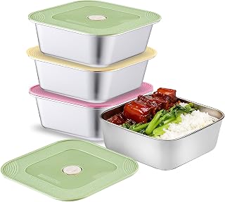 3-Pack Stainless Steel Lunch Box with Lid - 100ml Single Compartment Container, Soft Ventilation Button, Dishwasher Safe Sauce Storage for Office, Travel, Meal Prep