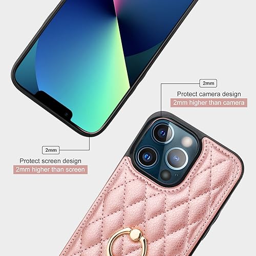 Miniatura 8 de Folosu Funda compatible con iPhone 13 Pro Max con soporte para tarjetas, rotación de 360, soporte de anillo de dedo con función atril, bloqueo RFID,