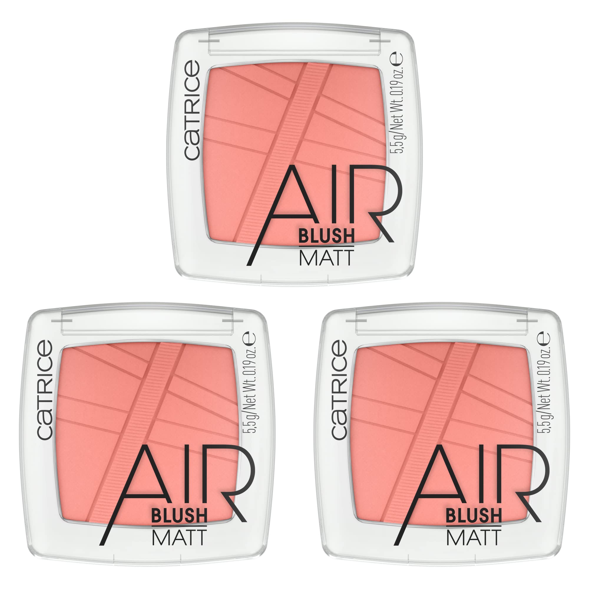AirBlush Matt, Blush, No. 110, Orange, Long-Lasting, Instant Result, Natural, Matt, Vegan, Perfume, Alcohol, Parabens, Pack of 3 (3 x 5.5 g)
