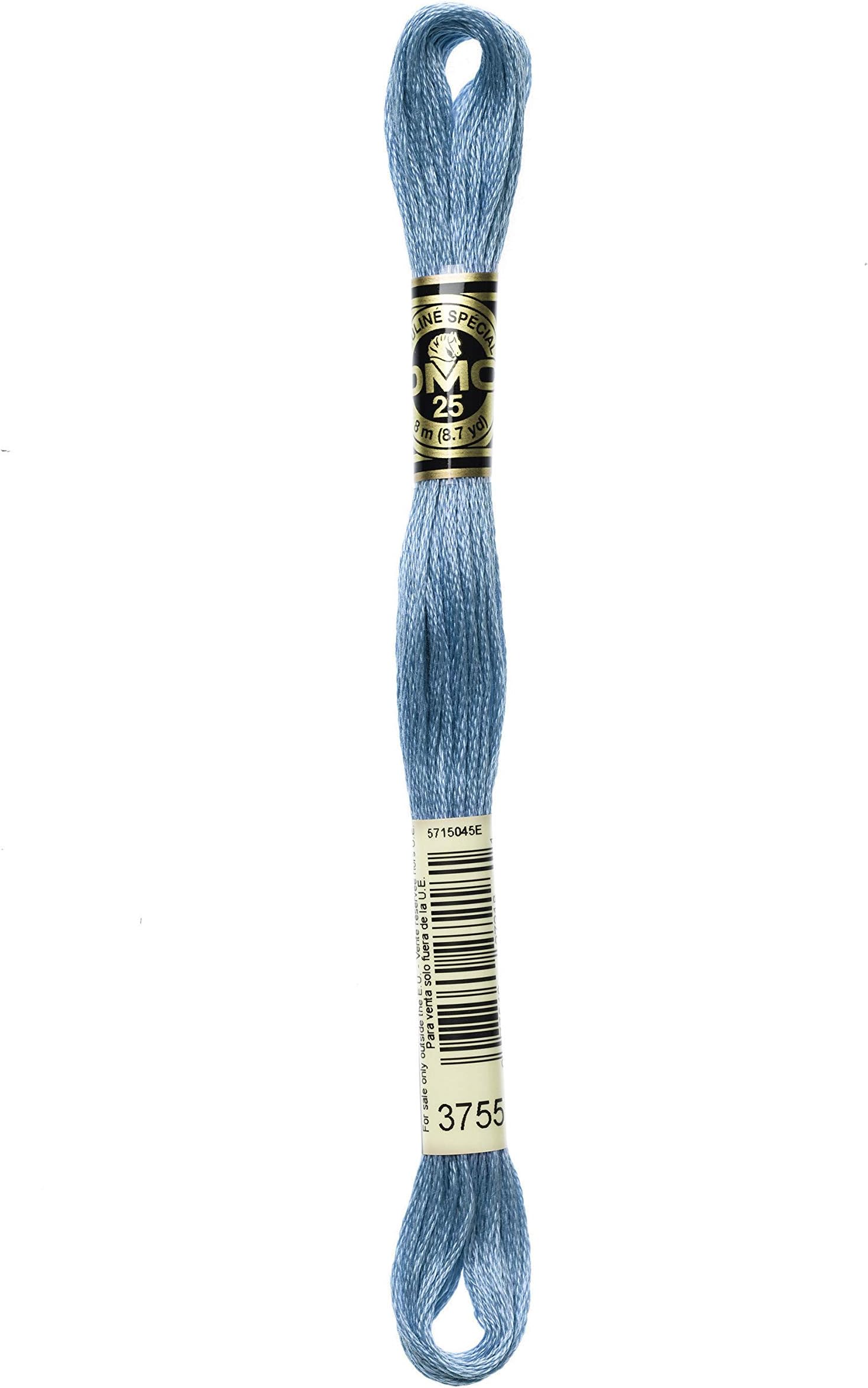 117-3755 Mouline Stranded Cotton Six Strand Embroidery Floss Thread, Baby Blue, 8.7-Yard