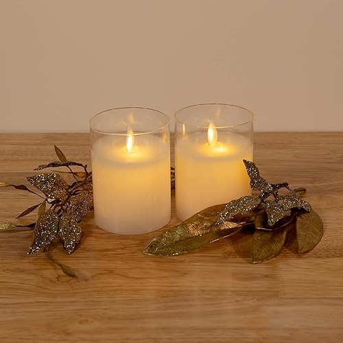 Miniatura 6 de LumaBase Velas LED de cristal a pilas con llama parpadeante y control remoto, multifunción, juego de 2