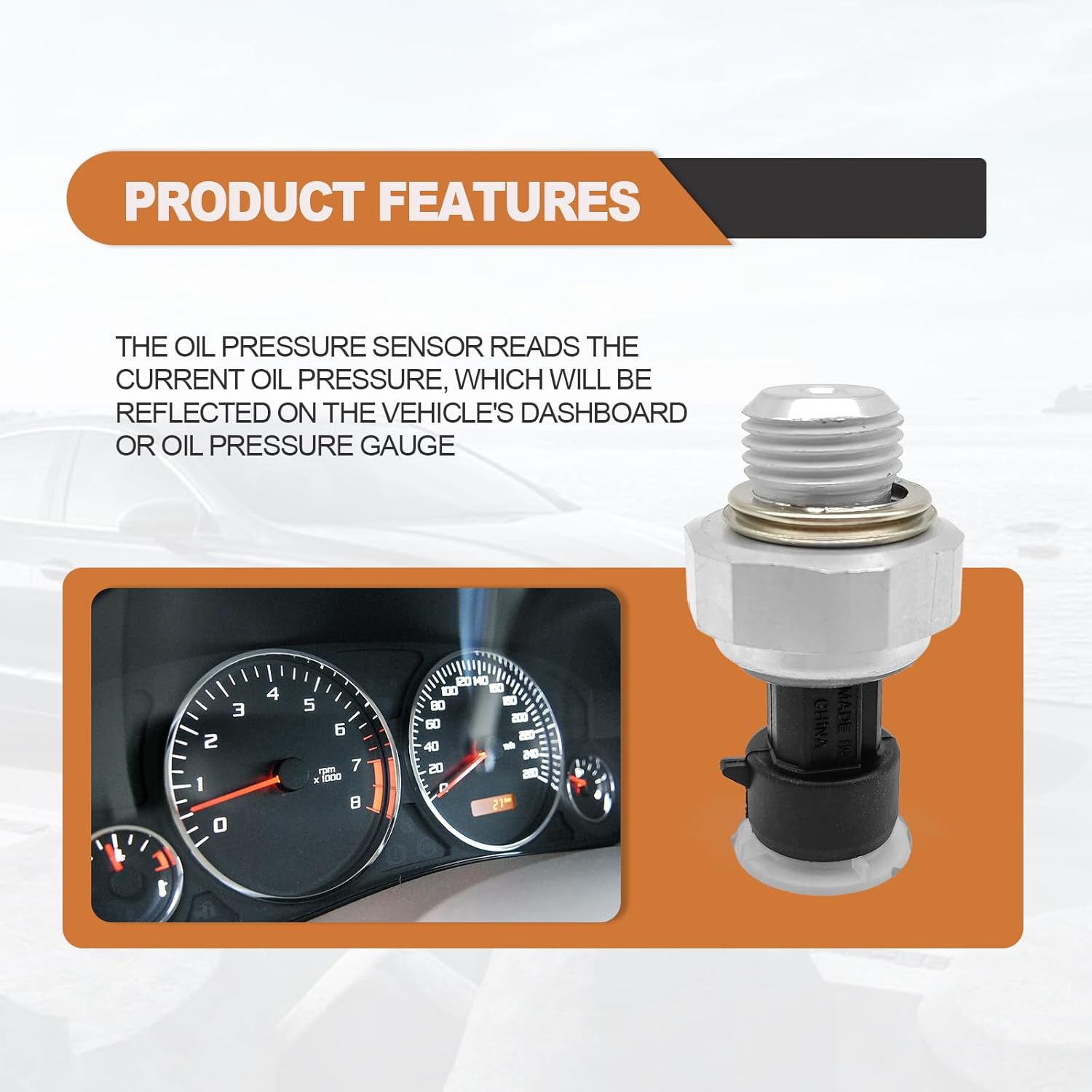 Engine Oil Pressure Sensor Switch, Compatible with Chevy Silverado Suburban Tahoe GMC Yukon Impala Pontiac G8, Replacements # 12616646, 12677836, D1846A, Fuel Injection Pressure Sensor Replacement