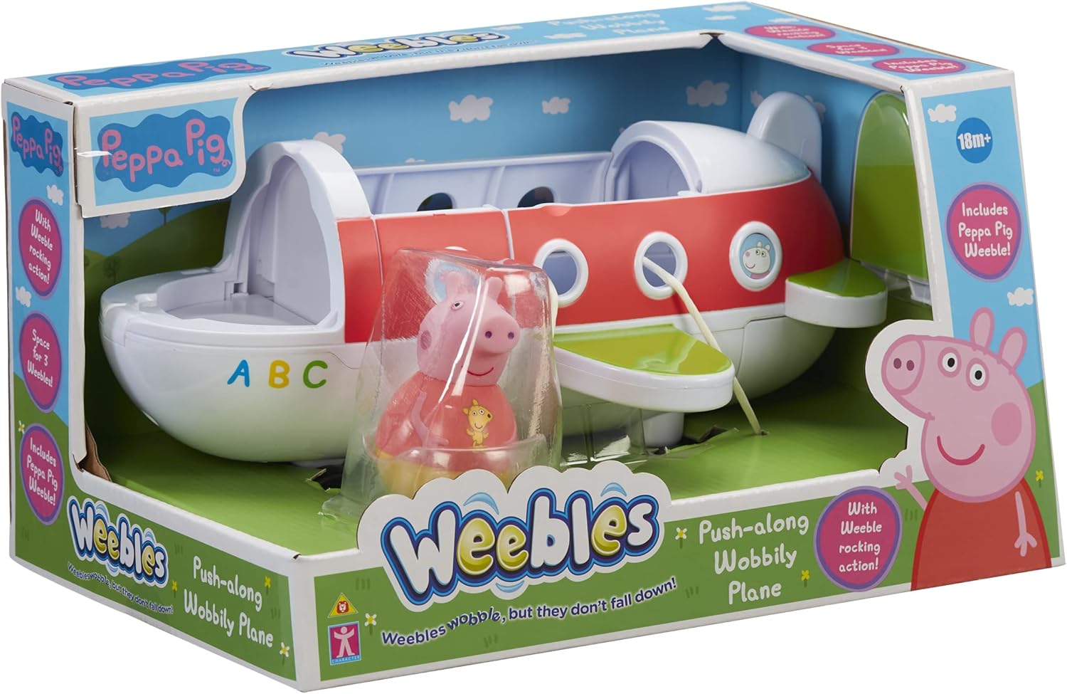 Peppa Pig Weebles Push-Along Wobbily Plane, Toys, Pre-School Vehicles, Gift for Age 18 Months+