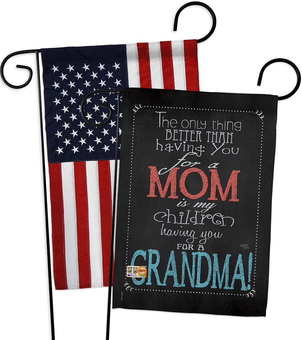 Breeze Decor Mom Grandma Garden Flags Pack Family Mother Day Mama Love Flowers Parent Sibling Relatives Grandparent USA Applique Small Decorative Gift Yard House Banner Made in 13 X 18.5