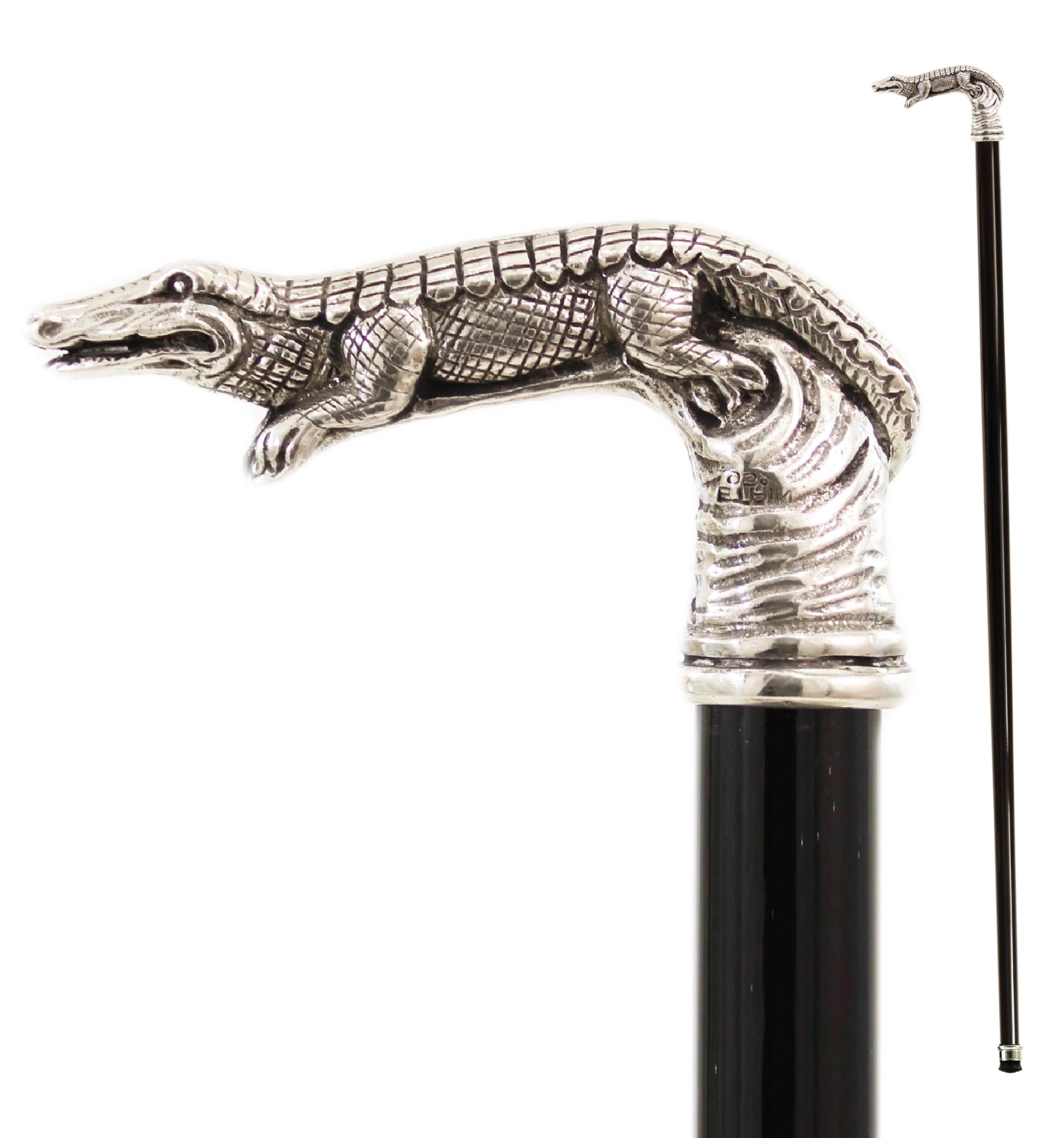 Bastone da passeggio CAVAGNINI Italia elegante solido in legno e maniglia metallo ben bilanciato regalo per uomo donna anziano modello jaguar