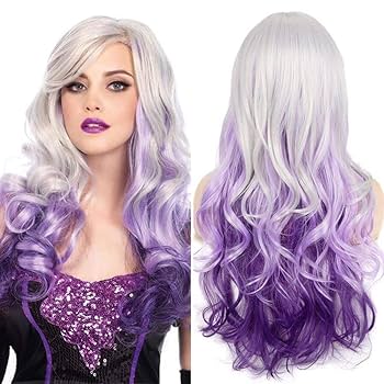 Amazon.com : Beweig Long Curly Wavy Silver Grey to Purple Amazon.com : Beweig Long Curly Wavy Silver Grey to Purple