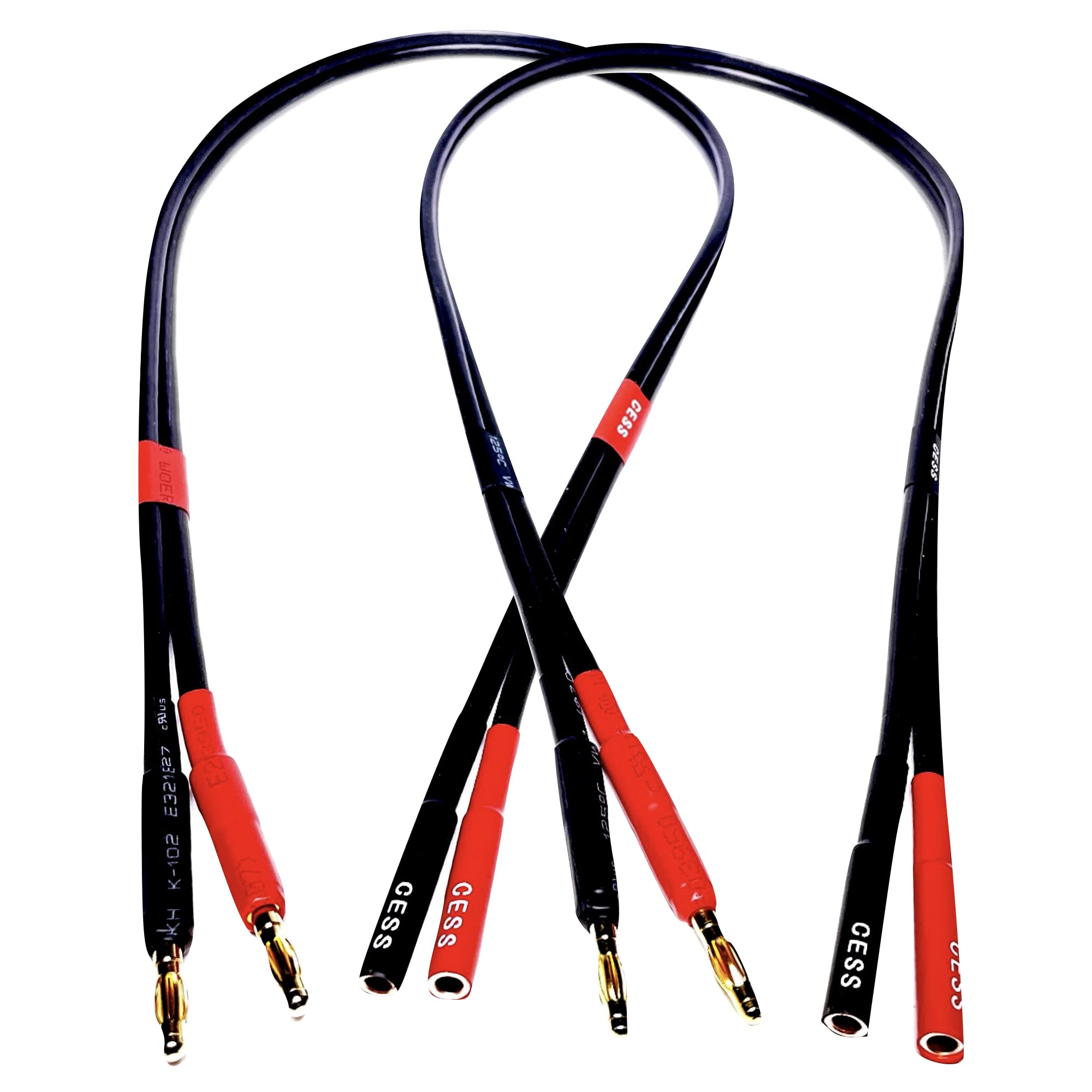 CNCESS CESS-029-6i Male Banana Plug to Female Banana Jack Speaker Extension Cable, 2 Pack (6 Inches)