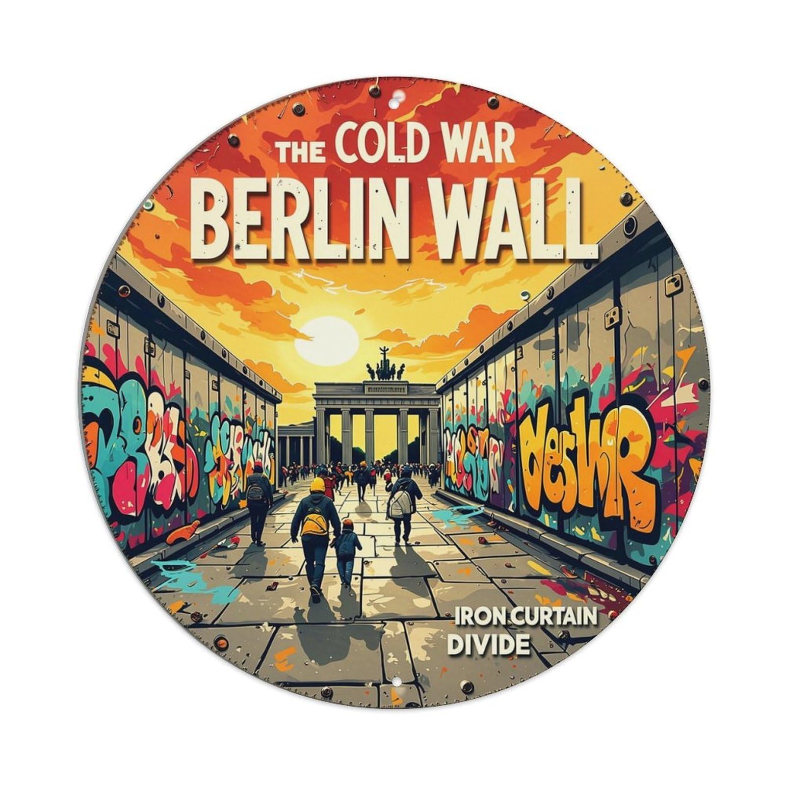 Berlin Wall Graffiti Sunset People Metal Tin Sign Plaque