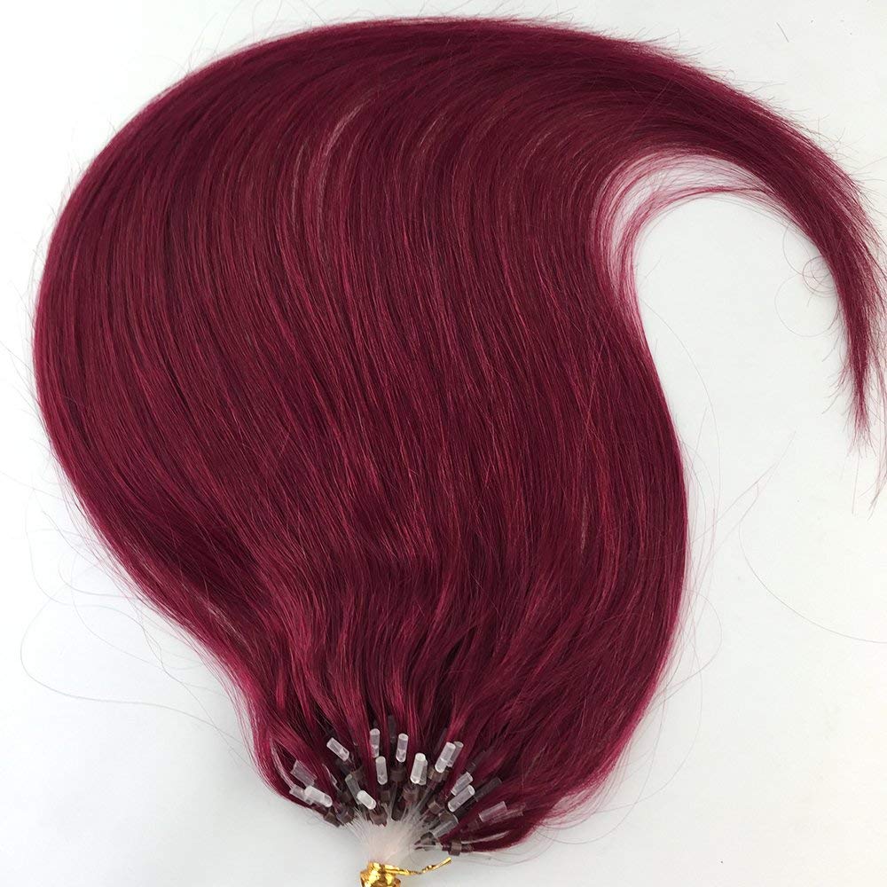 18" 50g 100s Micro Ring Loop 100% Human Hair Extensions Natural Soft Real Beauty Straight Hair Gift 100strands in one pack, (color #04 Medium Brown)