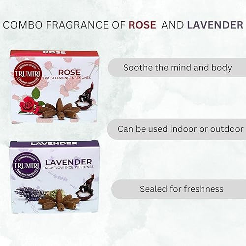 Miniatura 5 de Conos de incienso de reflujo  Paquete combinado de 20 conos de incienso en cascada  10 rosas + 10 lavanda  Conos de incienso de reflujo  Conos de