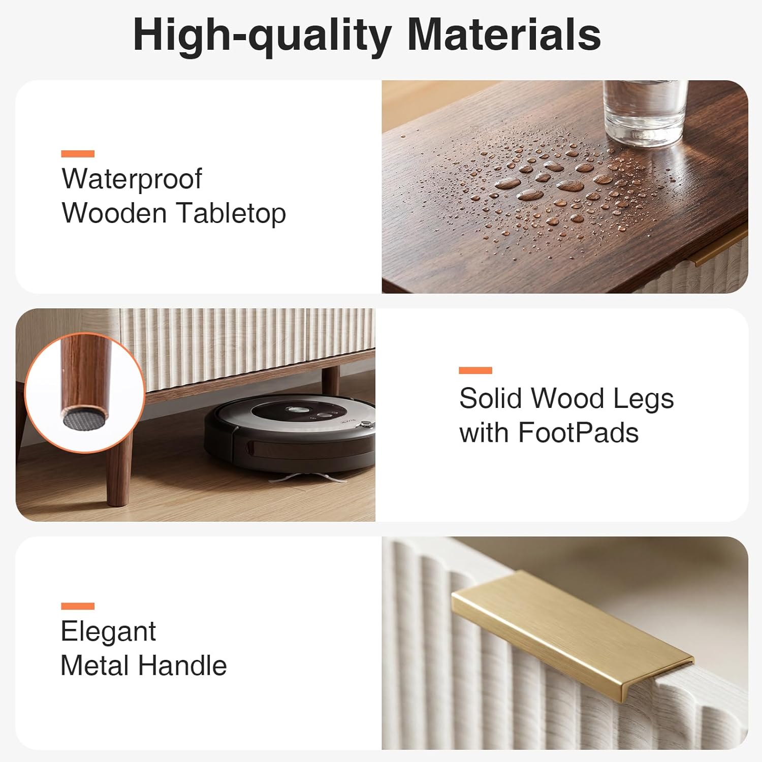 55"W TV Stand Fit up to 65-inch TVs, Mid-century Modern Entertainment Center with LED, Fluted Wood TV Table with 2 Drawers & Storage Cabinets, Media Console for Living Room & Bedroom, Beige